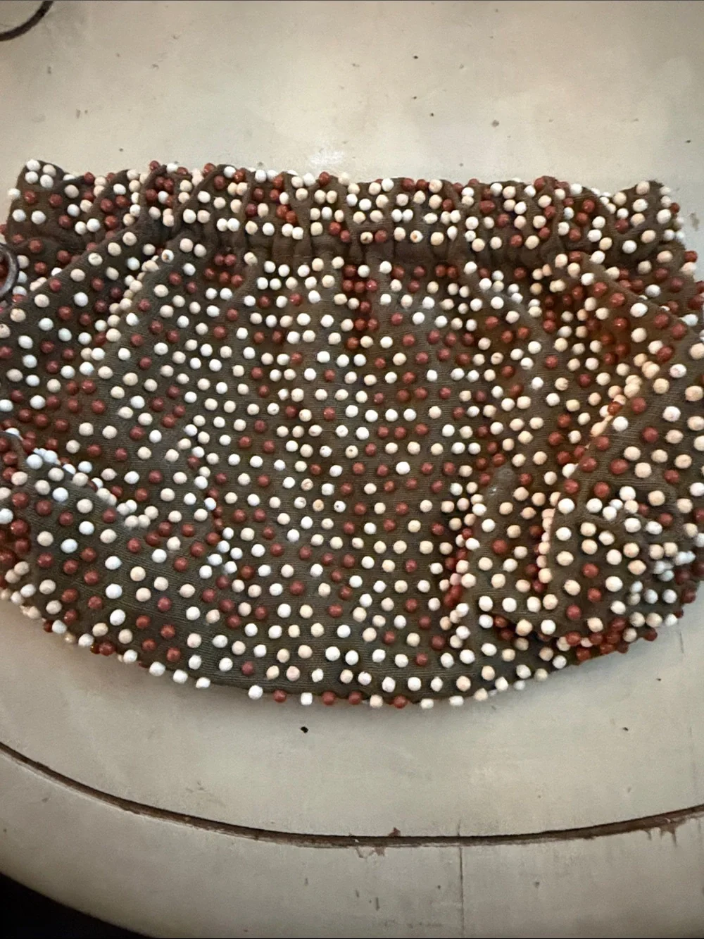 vintage 1960s sage green candy bead clutch bag